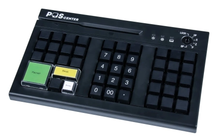 POS клавиатура программируемая POScenter S50A (50 клавиш, MSR, ключ, USB), чёрная