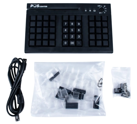 POS клавиатура программируемая POScenter S50A (50 клавиш, MSR, ключ, USB), чёрная